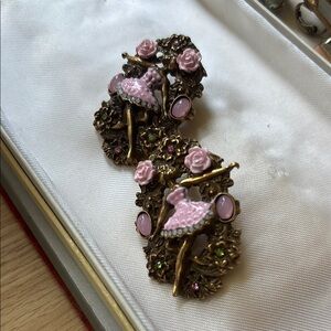 Vintage-Inspired Pink and Gold Earrings
